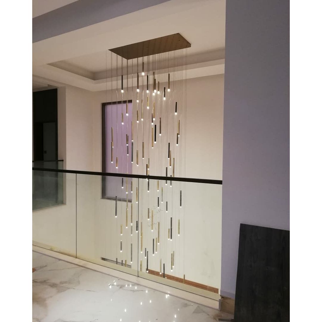 Bellini Rectangular Two-Tone Tubular Pendant Light Chandelier - Italian Concept - 