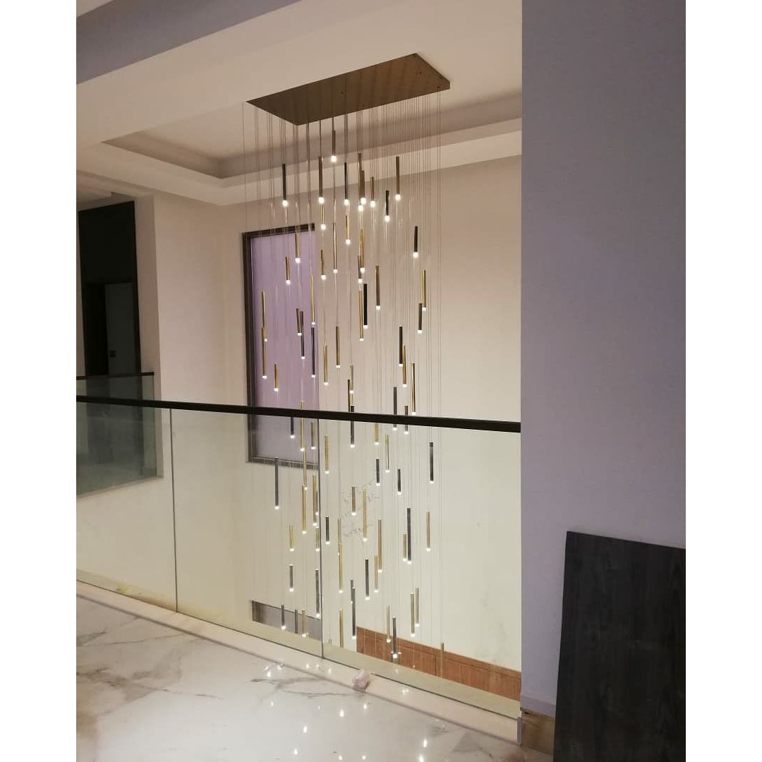 Bellini Rectangular Two-Tone Tubular Pendant Light Chandelier - Italian Concept - 
