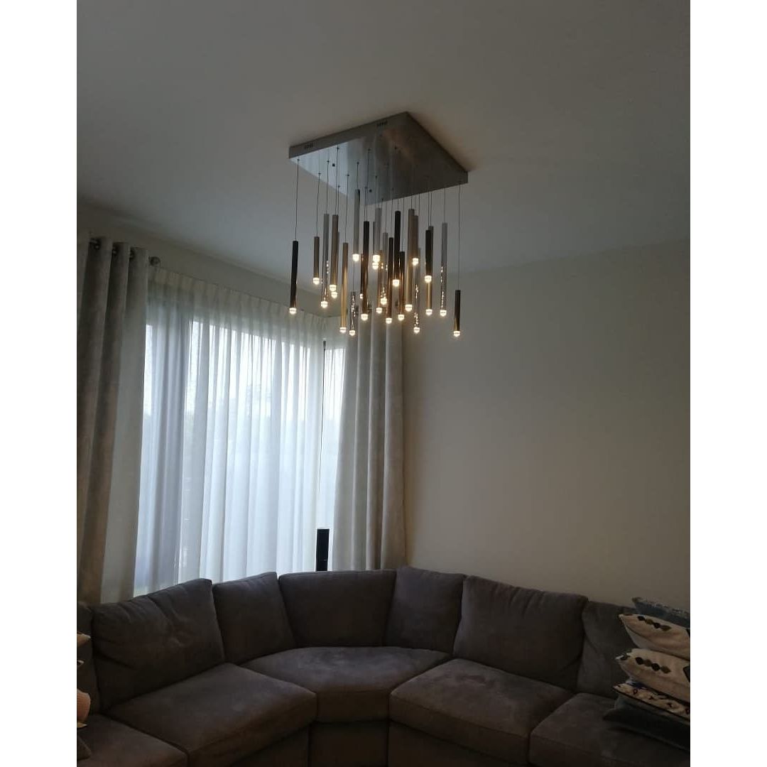 Bellini Rectangular Two-Tone Tubular Pendant Light Chandelier - Italian Concept - 