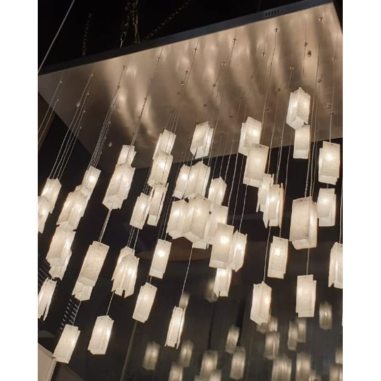 Rain Round Cluster Glass tile Pendant Chandelier - Italian Concept - 