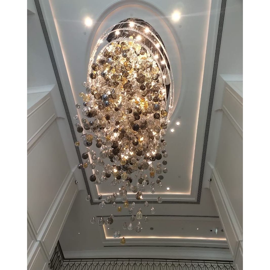 Zara Square Rainfall / Waterfall Glass Globe / Bubble Chandelier - Italian Concept - 