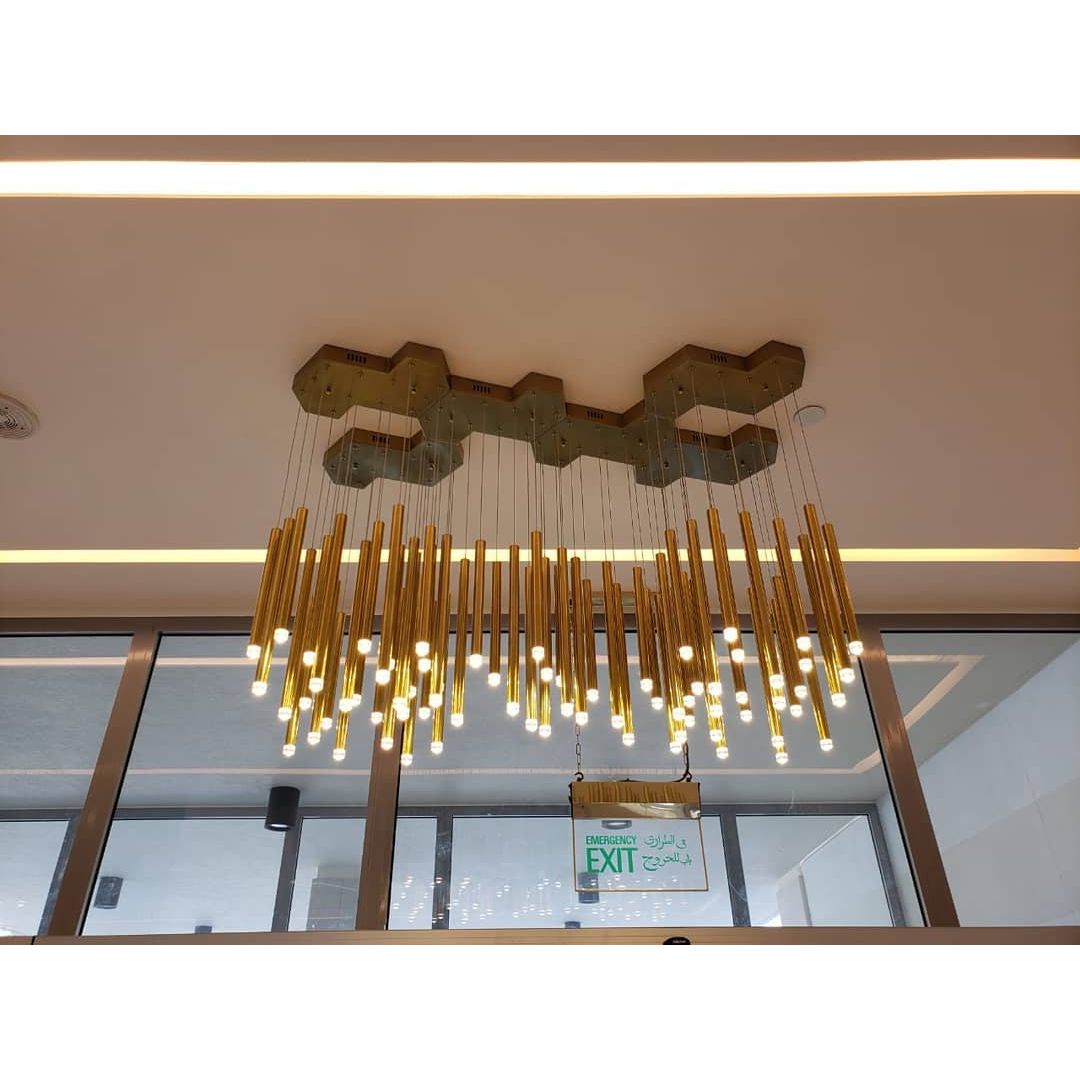 Bellini Square Two-Tone Tubular Pendant Light Chandelier - Italian Concept - 