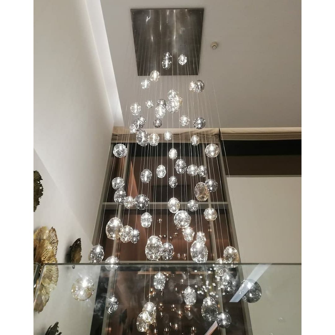 Zara Rectangle Rainfall / Waterfall Glass Globe / Bubble Chandelier - Italian Concept - 