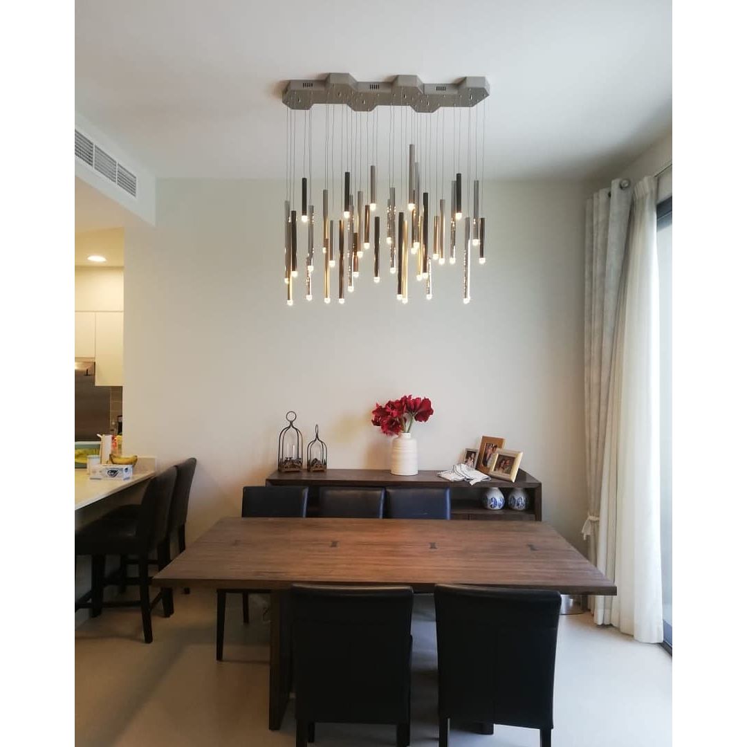 Bellini Rectangular Two-Tone Tubular Pendant Light Chandelier - Italian Concept - 