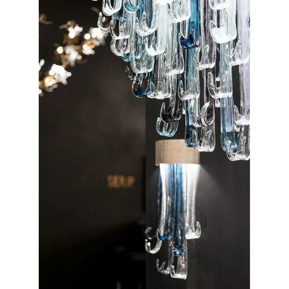 Blue Rainfall / Waterfall Murano Glass Chandelier - Italian Concept - 