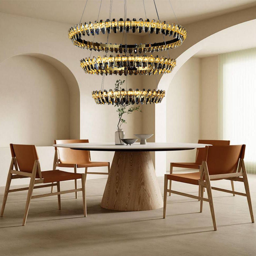 Sol Crystal Ring Cascade LED Chandelier - Italian Concept