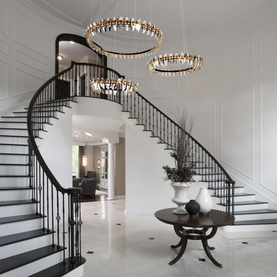 Sol Crystal Ring Cascade LED Chandelier - Italian Concept