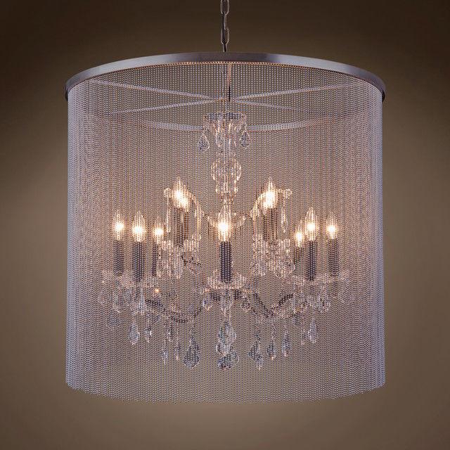 Chain Curtain Crystal 12-Light 32" Crystal Chandelier - Italian Concept - 